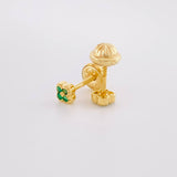 Topos Flor Trebol Esmeraldas 9pts 0.85g / 3.7mm Oro Amarillo 18K