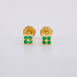 Topos Flor Trebol Esmeraldas 10pts 1.05g / 3.8mm Oro Amarillo 18K