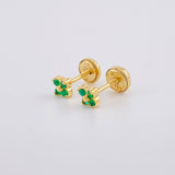 Topos Flor Trebol Esmeraldas 10pts 1.05g / 3.8mm Oro Amarillo 18K