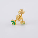 Topos Flor Trebol Esmeraldas 18pts 1g / 4.3mm Oro Amarillo 18K