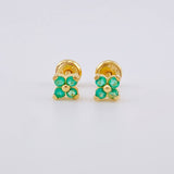Topos Flor Trebol Esmeraldas 23pts 1.3g / 5mm Oro Amarillo 18K