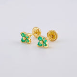 Topos Flor Trebol Esmeraldas 23pts 1.3g / 5mm Oro Amarillo 18K