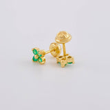 Topos Flor Trebol Esmeraldas 23pts 1.3g / 5mm Oro Amarillo 18K
