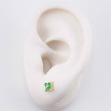 Topos Flor Trebol Esmeraldas 23pts 1.3g / 5mm Oro Amarillo 18K
