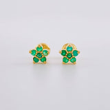 Topos Flor Estrella Esmeraldas 24pts 1.45g / 6.8mm Oro Amarillo 18K