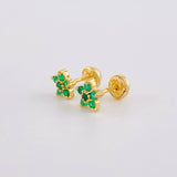 Topos Flor Estrella Esmeraldas 24pts 1.45g / 6.8mm Oro Amarillo 18K