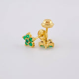 Topos Flor Estrella Esmeraldas 24pts 1.45g / 6.8mm Oro Amarillo 18K