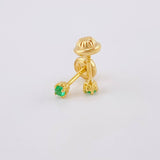 Topos Cuatro Garra Esmeraldas 9pts 0.8g / 2.8mm Oro Amarillo 18K