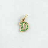 Dije Letra D 0.65gr / 1.5cm / Circones Verdes Oro Amarillo 18K