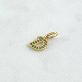 Dije Letra D 0.65gr / 1.5cm / Circones Verdes Oro Amarillo 18K