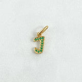 Dije Letra J 0.55gr / 1.8cm / Circones Verdes Oro Amarillo 18K ©