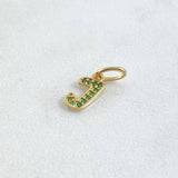 Dije Letra J 0.55gr / 1.8cm / Circones Verdes Oro Amarillo 18K ©