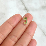 Dije Letra J 0.55gr / 1.8cm / Circones Verdes Oro Amarillo 18K ©
