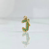 Dije Letra J 0.55gr / 1.8cm / Circones Verdes Oro Amarillo 18K ©