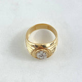 Anillo Sello Virgen del Carmen 7gr / T6 3/4 / Lineas Lisas Dos Oros Amarillo Blanco 18K