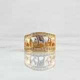Anillo Tres Elefantes 6.05gr / T7 1/4 / Circones Blancos Tres Oros 18K