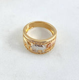 Anillo Tres Elefantes 6.05gr / T7 1/4 / Circones Blancos Tres Oros 18K