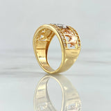 Anillo Tres Elefantes 6.05gr / T7 1/4 / Circones Blancos Tres Oros 18K