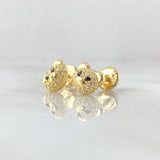 Topos Cara De Oso 1.3gr / 6.2mm Circones Blancos Ojos Negros Oro Amarillo 18K ©