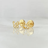 Topos Mariposa 0.6gr / 4.8mm Silueta Bordeada Circon Blanco Oro Amarillo 18K