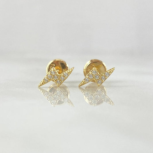 Topos Rayo 0.65gr / 9mm Circones Blancos Oro Amarillo 18K ©