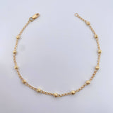 Pulso Tipo Militar Espiga 1.8gr / 19.6cm / 3mm Bolas Diamantadas Oro Amarillo 18K $