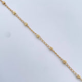 Pulso Denario Virgen Milagrosa 2.45gr / 20.6cm / 3mm Bolas Diamantadas Oro Amarillo 18K $