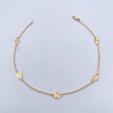 Tobillera Rombos Aro Seguido 2.1gr / 25.8cm / 1.6mm Diamantada Oro Amarillo 18K &