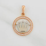 Dije Corona 2.1 g / 2.5 cm Dos Oros Blanco Rosa 18K