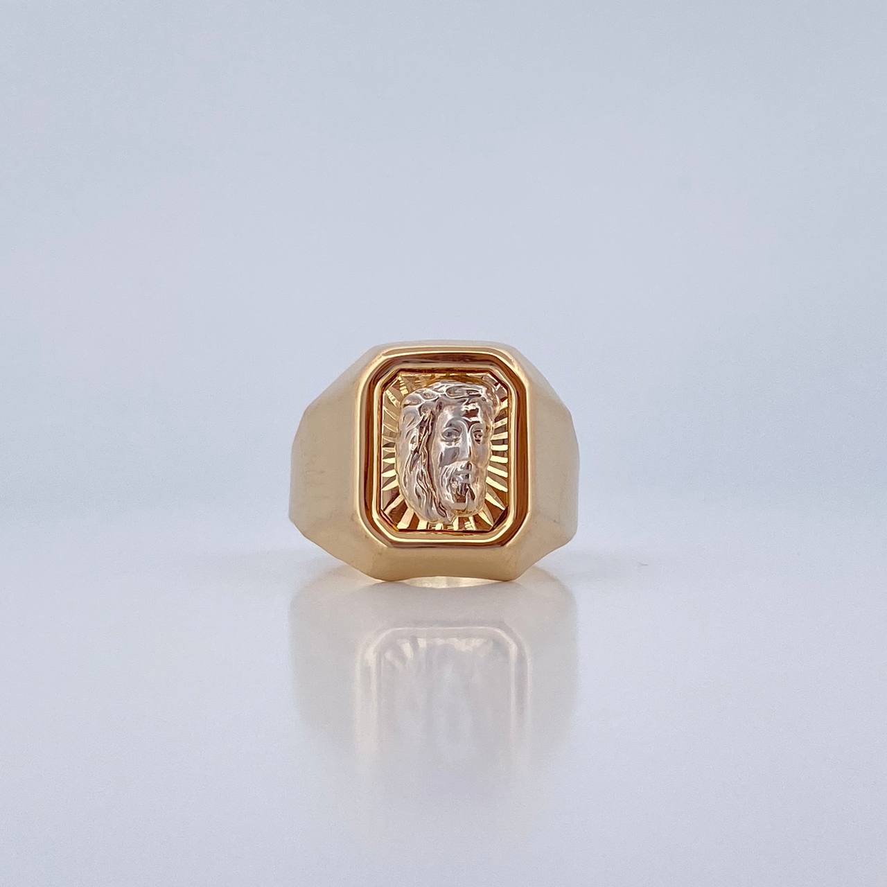 Anillo Rostro de Cristo 4.35gr / T11 / Dos Oros Amarillo Blanco 18K &