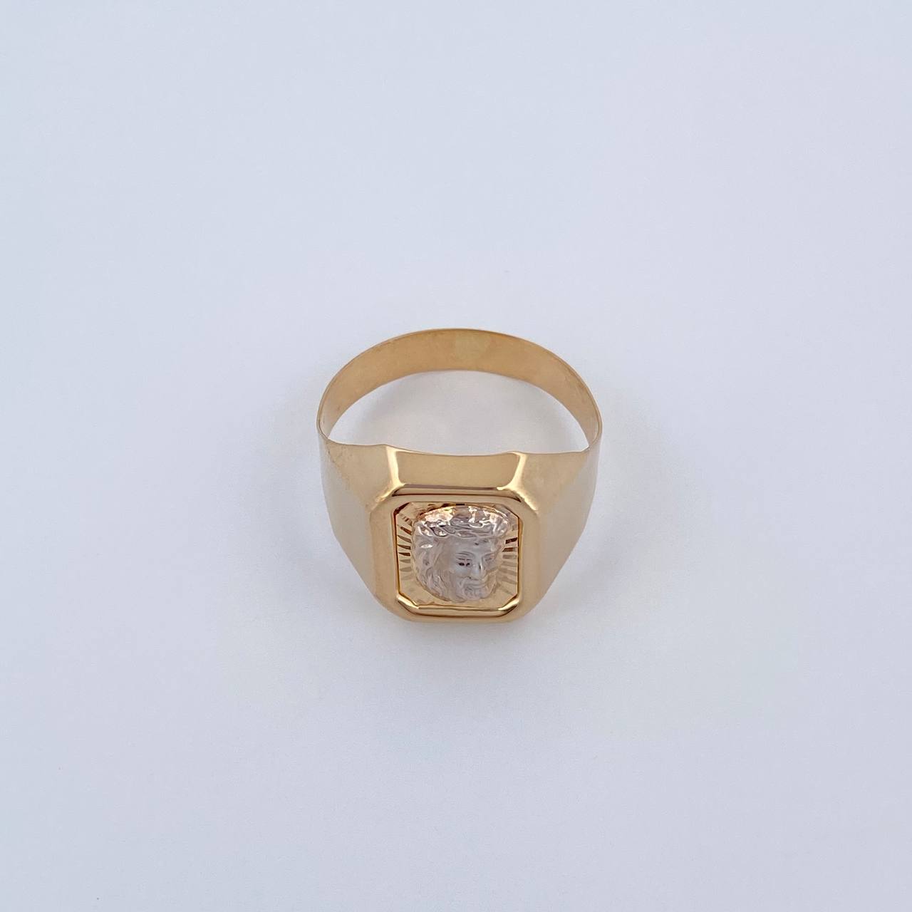 Anillo Rostro de Cristo 4.35gr / T11 / Dos Oros Amarillo Blanco 18K &