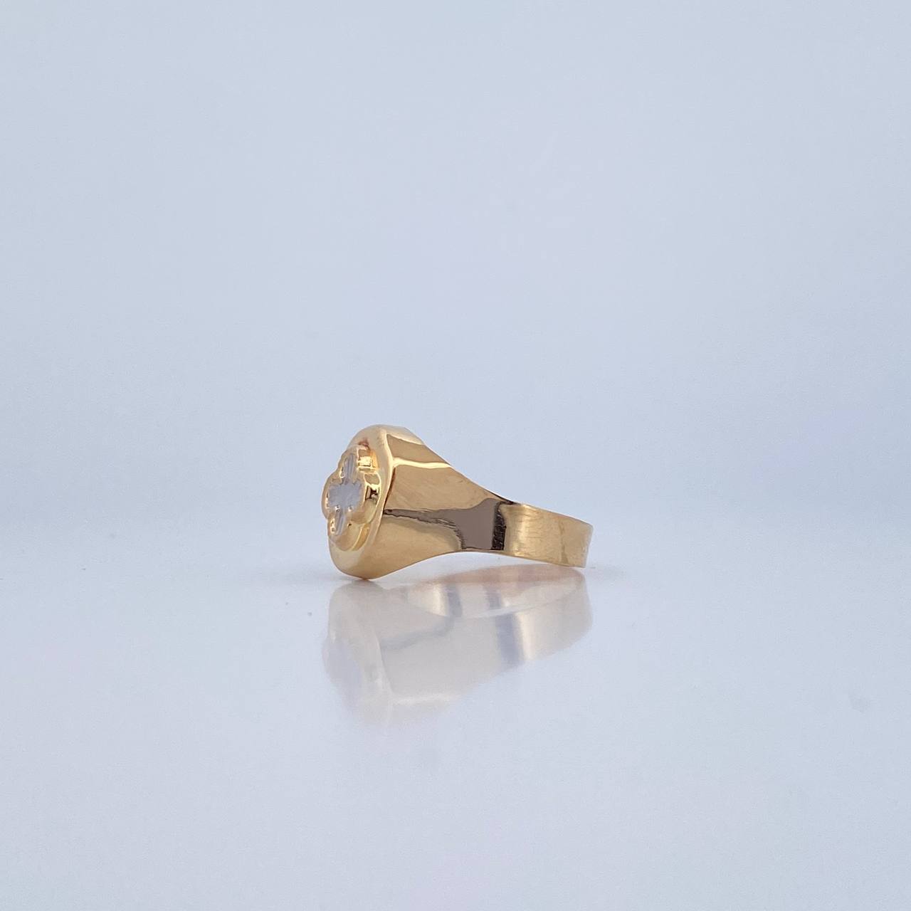 Anillo Trebol 1.95gr / T8 1/4 / Dos Oros Amarillo Blanco 18K &