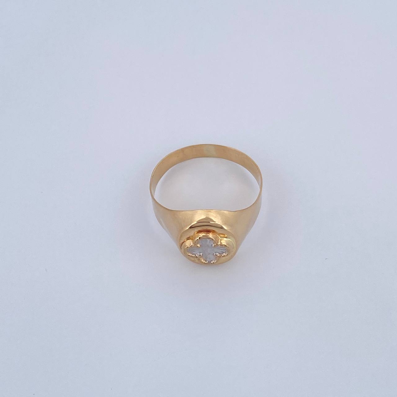 Anillo Trebol 1.95gr / T7 1/4 / Dos Oros Amarillo Blanco 18K &