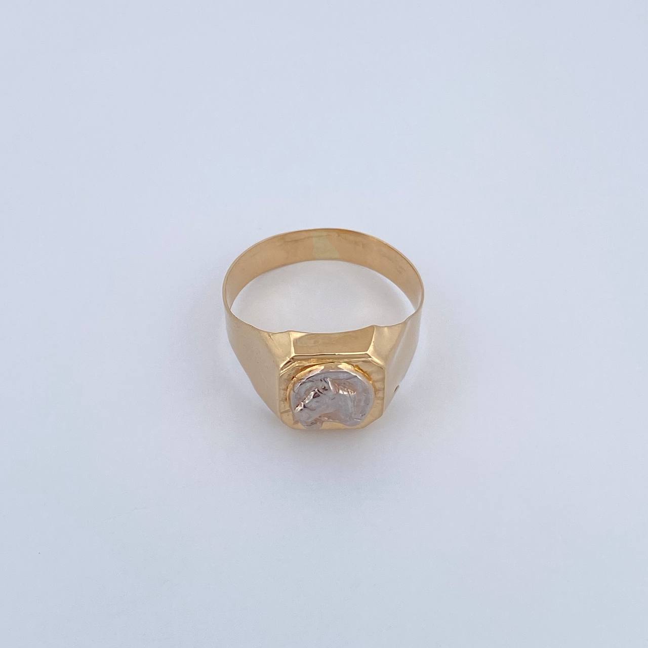 Anillo Caballo Herradura 4.05gr / T11 / Dos Oros Amarillo Blanco 18K &