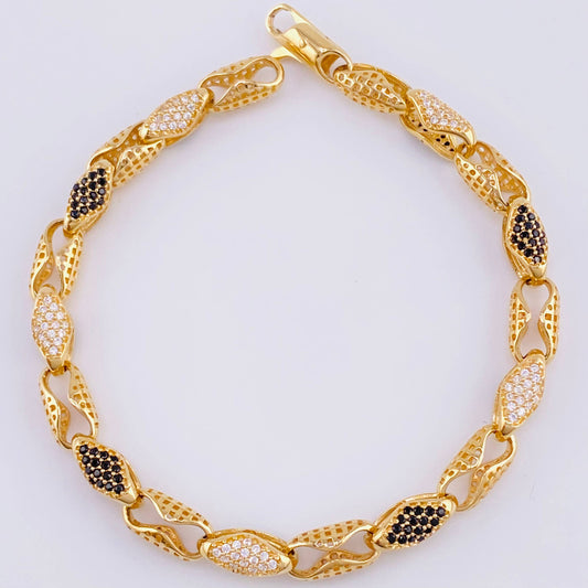 Pulso Rustico Granada Concavo 15.55 g / 19.5 cm / 5.4 mm Oro Amarillo 18K