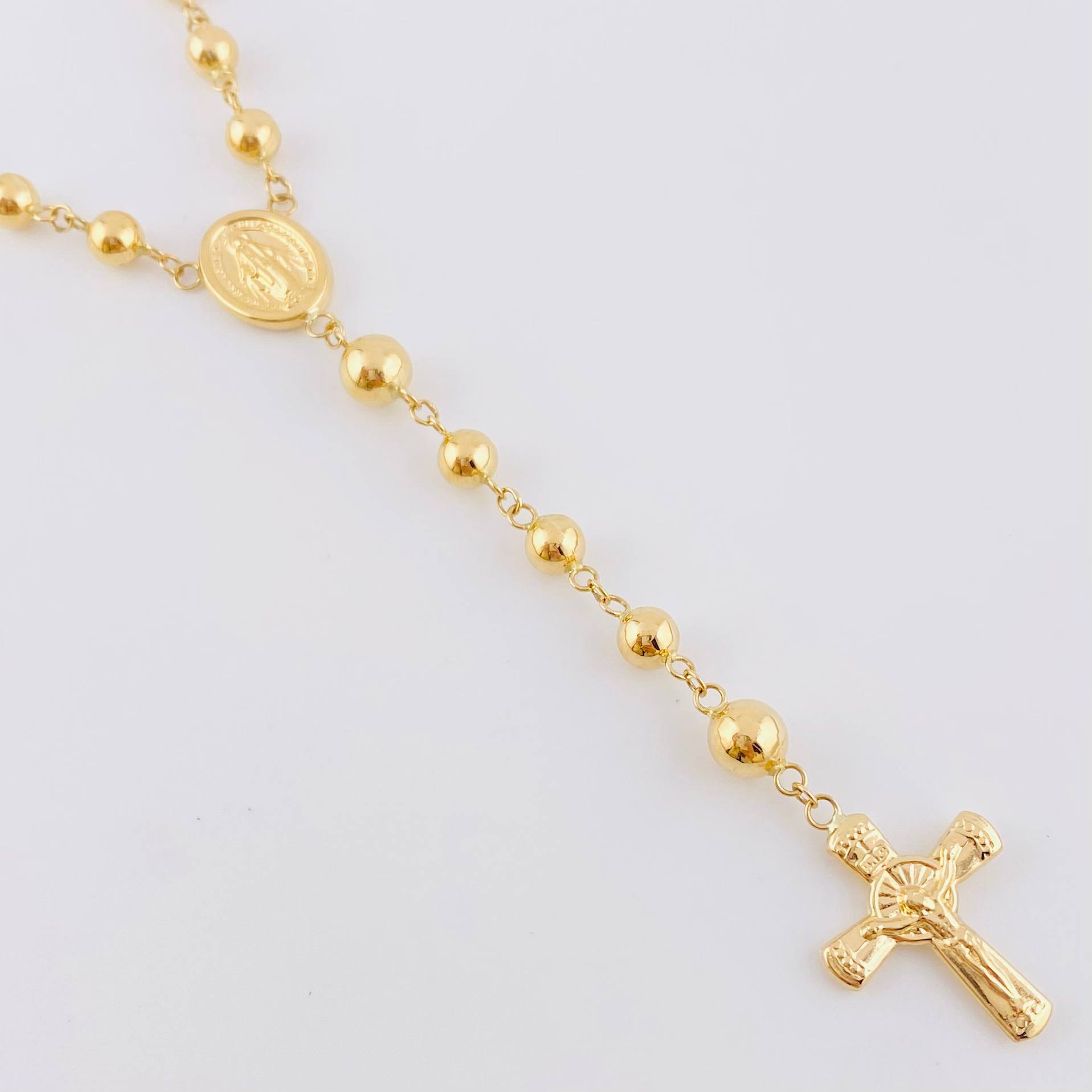 Rosario Virgen Milagrosa Cruz Cristo 12.95 g / 40 cm / 4.8 mm Oro Amarillo 18K