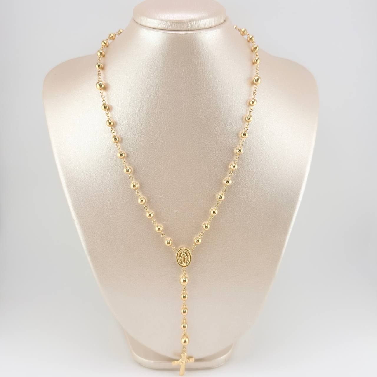 Rosario Virgen Milagrosa Cruz Cristo 12.95 g / 40 cm / 4.8 mm Oro Amarillo 18K