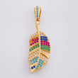 Dije Pluma Multicolor 2.5 g / 3.5 cm Oro Amarillo 18K