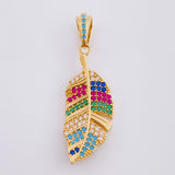 Dije Pluma Multicolor 2.5 g / 3.5 cm Oro Amarillo 18K