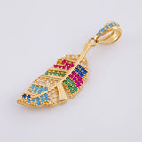 Dije Pluma Multicolor 2.5 g / 3.5 cm Oro Amarillo 18K
