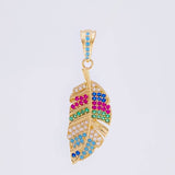 Dije Pluma Multicolor 2.5 g / 3.5 cm Oro Amarillo 18K
