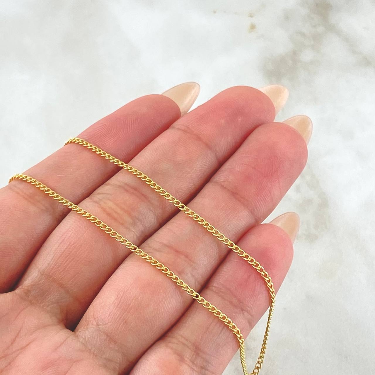 Cadena Cubana Tibetana 6gr / 60cm / 1.6mm Oro Amarillo +1 18K *