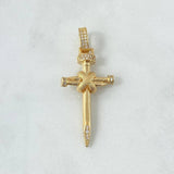 Dije Cruz Clavo Enlazados 5.45gr / 4.5cm / Circones Blancos Oro Amarillo 18K