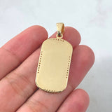 Dije Placa Rectangular Cristo 5.9gr / 3.8cm / Circones Blancos Oro Amarillo 18K
