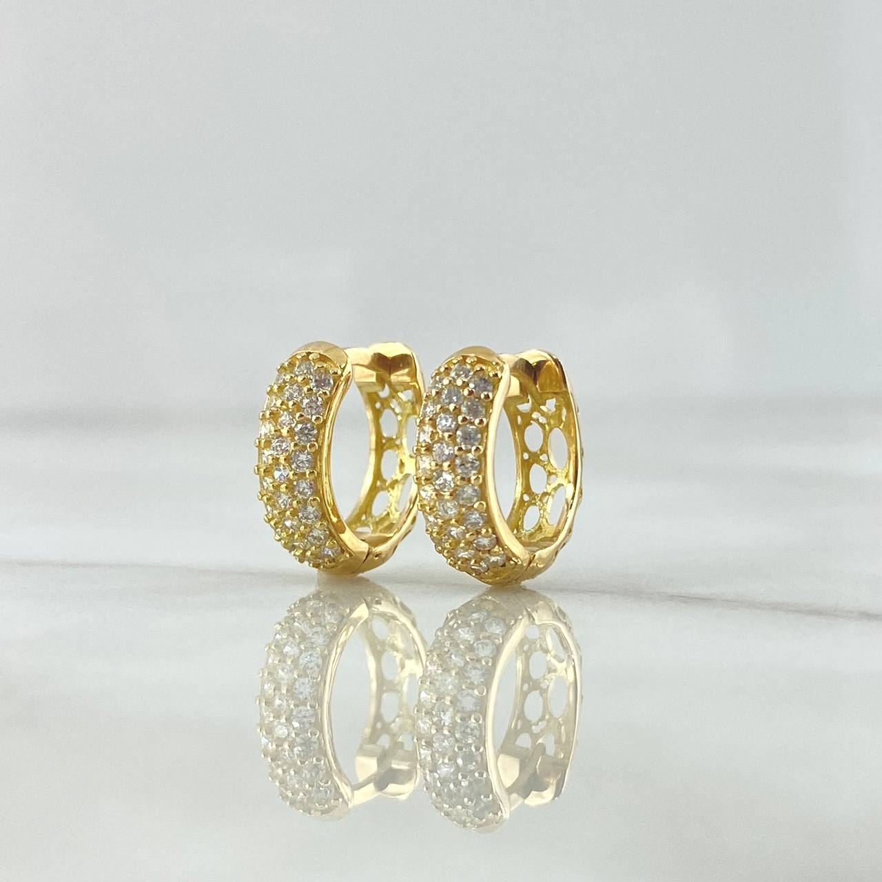 Candongas Colmena 3.05gr / 1.2cm / Circones Blancos Oro Amarillo 18K