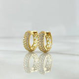 Candongas Colmena 3.05gr / 1.2cm / Circones Blancos Oro Amarillo 18K
