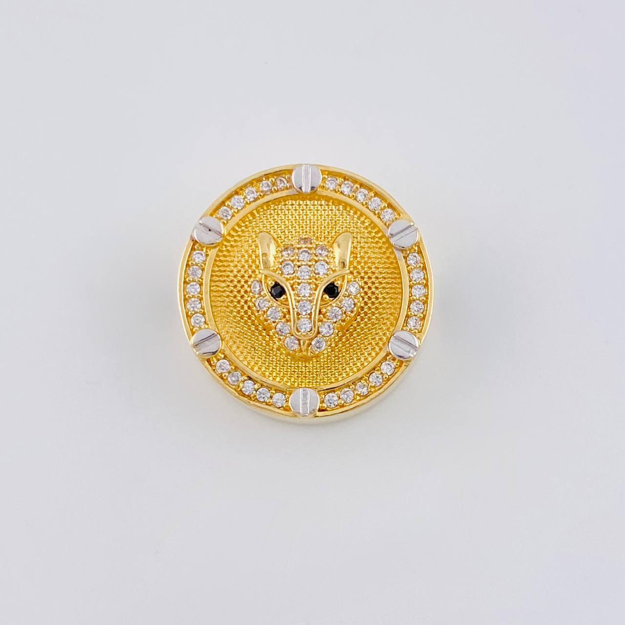 Herraje Tambor Cara De Pantera 5.35 g / 1.8 cm Dos Oros Amarillo Blanco 18K