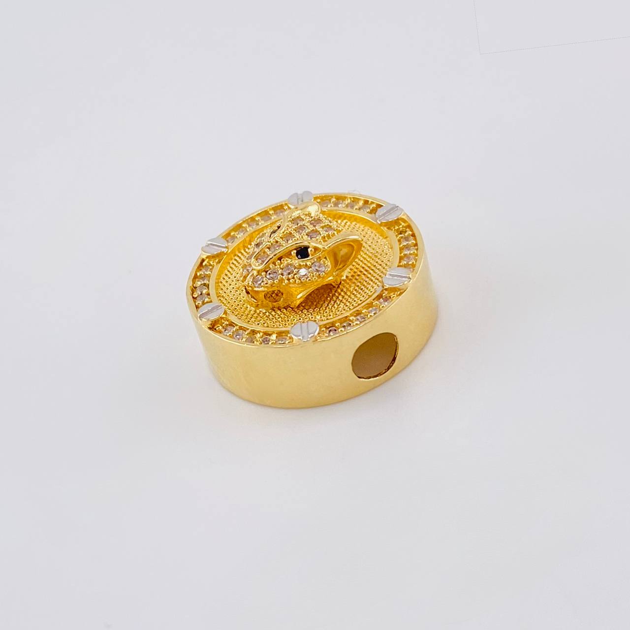 Herraje Tambor Cara De Pantera 5.35 g / 1.8 cm Dos Oros Amarillo Blanco 18K