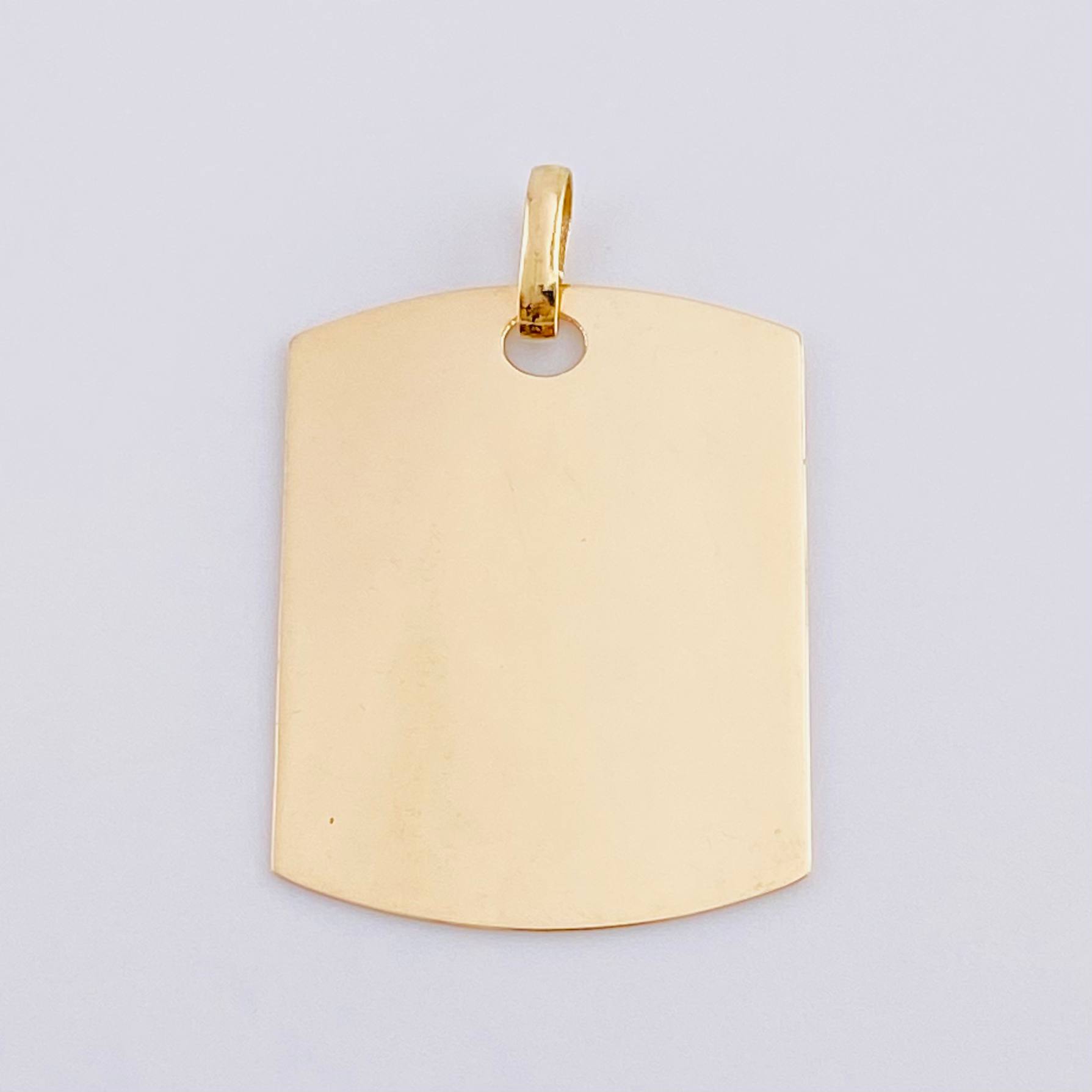Dije Placa Rectangular Ovalada 1.9 g / 2.8 cm Oro Amarillo 18K