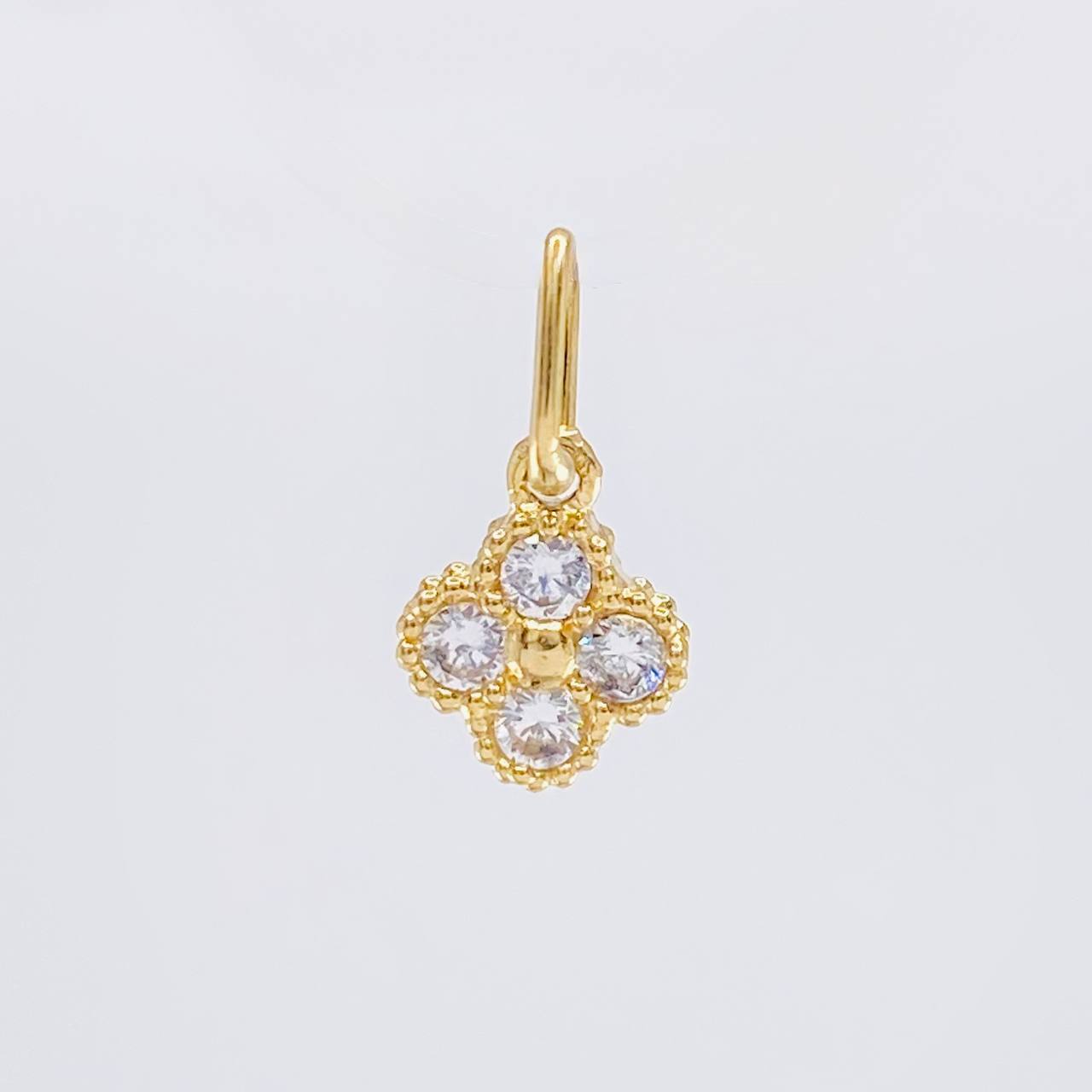 Dije Flor Trebol Cuatro Hojas 0.5 g / 1.2 cm Oro Amarillo 18K